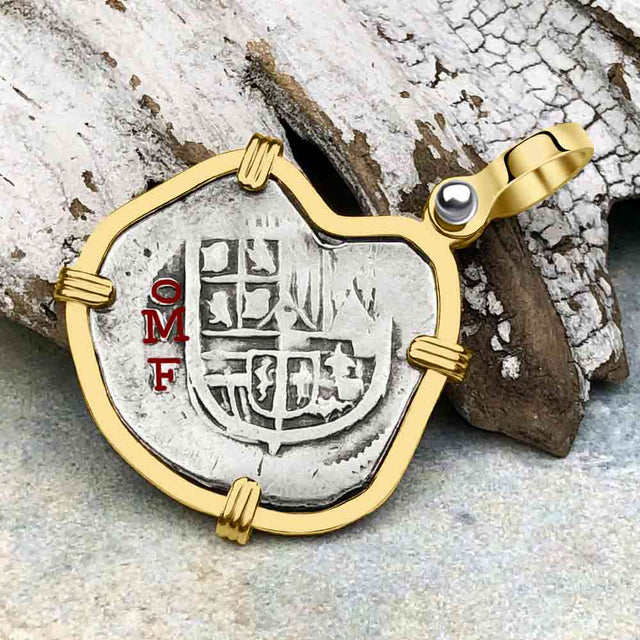 Atocha Era Buried Spanish 1 Reale Cob Piece of 8 14K Gold Pendant