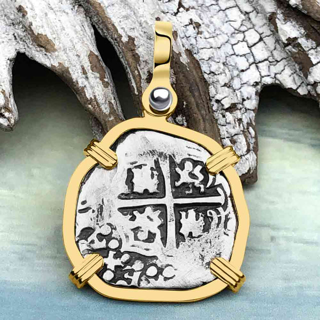 Atocha Era Buried Spanish 1 Reale Piece of Eight 14K Gold Pendant