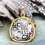 Atocha Era Buried Spanish 1 Reale Piece of Eight 14K Gold Pendant