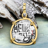 Atocha Era Buried Spanish 1 Reale Piece of Eight 14K Gold Pendant