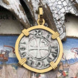 Templar Knights Era Antioch Crusader Medieval Silver Denier - Helmet Head - Coin of the Crusades 14K Gold Pendant