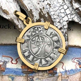 Templar Knights Era Antioch Crusader Medieval Silver Denier - Helmet Head - Coin of the Crusades 14K Gold Pendant