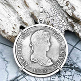 1817 Pirate Era Silver 4 Reale Spanish Portrait Piece of 8 Sterling Silver Pendant
