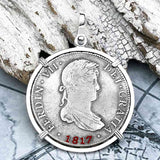 1817 Pirate Era Silver 4 Reale Spanish Portrait Piece of 8 Sterling Silver Pendant