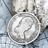 1817 Pirate Era Silver 4 Reale Spanish Portrait Piece of 8 Sterling Silver Pendant