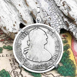 1800 Pirate Era Silver 4 Reale Spanish Portrait Piece of 8 Sterling Silver Pendant