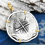 Concepcion Shipwreck 8 Reale Silver Piece of 8 14K Gold and Sterling Silver Pendant