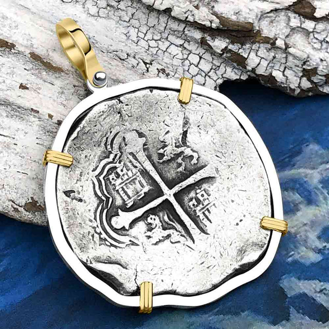 Concepcion Shipwreck 8 Reale Silver Piece of 8 14K Gold and Sterling Silver Pendant
