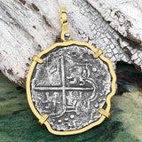Rare Concepcion Shipwreck 8 Reale Silver Piece of 8 14K Gold Pendant