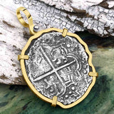 Rare Concepcion Shipwreck 8 Reale Silver Piece of 8 14K Gold Pendant