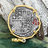 Rare Concepcion Shipwreck 8 Reale Silver Piece of 8 14K Gold Pendant