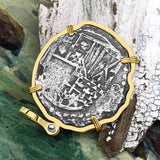 Rare Concepcion Shipwreck 8 Reale Silver Piece of 8 14K Gold Pendant
