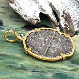Rare Concepcion Shipwreck 8 Reale Silver Piece of 8 14K Gold Pendant