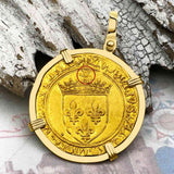 Medieval France Royal 22K Gold Ecu d'or Cross Coin Louis XII circa 1498 18K Gold Pendant
