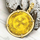 Medieval France Royal 22K Gold Ecu d'or Cross Coin Louis XII circa 1498 18K Gold Pendant