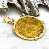 Medieval France Royal 22K Gold Ecu d'or Cross Coin Louis XII circa 1498 18K Gold Pendant