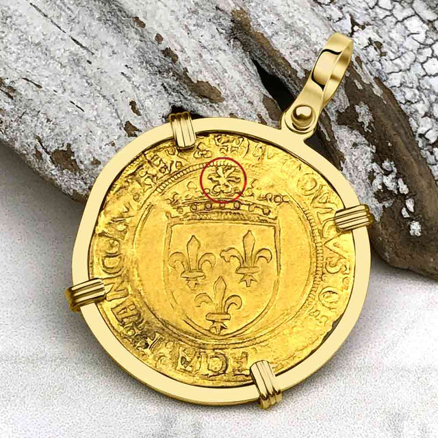 Medieval France Royal 22K Gold Ecu d'or Cross Coin Louis XII circa 1498 18K Gold Pendant
