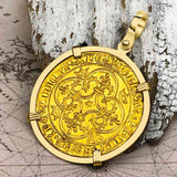 Medieval France Royal 22K Gold Ecu d'or Cross Coin of Charles VI circa 1380 18K Gold Pendant