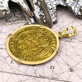 Medieval France Royal 22K Gold Ecu d'or Cross Coin of Charles VI circa 1380 18K Gold Pendant