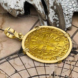 Medieval France Royal 22K Gold Ecu d'or au Soleil Cross Coin Francis I circa 1515 18K Gold Pendant