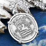 Dutch East India Company 1767 Silver 6 Stuiver Ship Shilling "I Struggle and Survive" Sterling Silver Pendant