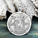 Dutch East India Company 1790 Silver 6 Stuiver Ship Shilling "I Struggle and Survive" Sterling Silver Pendant