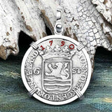 Dutch East India Company 1790 Silver 6 Stuiver Ship Shilling "I Struggle and Survive" Sterling Silver Pendant