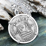 Dutch East India Company 1790 Silver 6 Stuiver Ship Shilling "I Struggle and Survive" Sterling Silver Pendant
