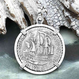 Dutch East India Company 1791 Silver 6 Stuiver Ship Shilling "I Struggle and Survive" Sterling Silver Pendant