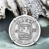 Dutch East India Company 1791 Silver 6 Stuiver Ship Shilling "I Struggle and Survive" Sterling Silver Pendant