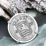 Dutch East India Company 1791 Silver 6 Stuiver Ship Shilling "I Struggle and Survive" Sterling Silver Pendant