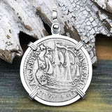 Dutch East India Company 1791 Silver 6 Stuiver Ship Shilling "I Struggle and Survive" Sterling Silver Pendant