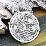 Dutch East India Company 1791 Silver 6 Stuiver Ship Shilling "I Struggle and Survive" Sterling Silver Pendant