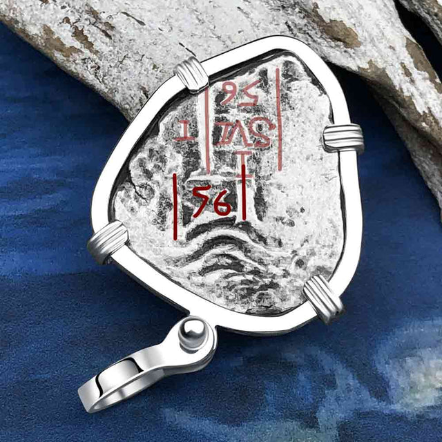 1656 Consolacion Shipwreck Pirate Era Spanish 1 Reale Piece of Eight Sterling Silver Pendant