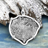 Heart Shaped 1674 Consolacion Shipwreck Pirate Era Spanish 2 Reale Piece of Eight Sterling Silver Pendant