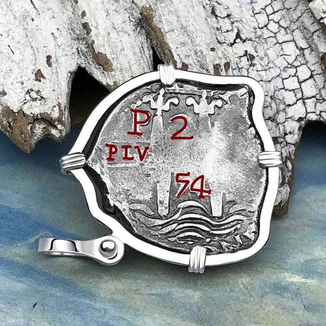 Heart Shaped 1674 Consolacion Shipwreck Pirate Era Spanish 2 Reale Piece of Eight Sterling Silver Pendant
