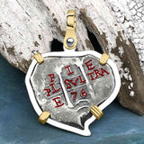 Heart Shaped 1676 Consolacion Shipwreck Pirate Era Spanish 1 Reale Piece of Eight Sterling Silver Pendant