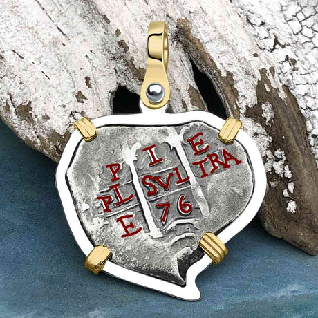 Heart Shaped 1676 Consolacion Shipwreck Pirate Era Spanish 1 Reale Piece of Eight Sterling Silver Pendant