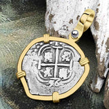Heart Shaped 1676 Consolacion Shipwreck Pirate Era Spanish 1 Reale Piece of Eight 14K Gold Pendant