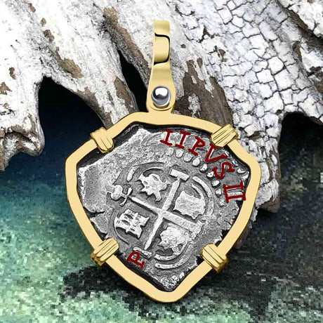 Heart Shaped 1657 Consolacion Shipwreck Pirate Era Spanish 1 Reale Piece of Eight 14K Gold Pendant