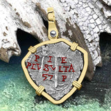Heart Shaped 1657 Consolacion Shipwreck Pirate Era Spanish 1 Reale Piece of Eight 14K Gold Pendant