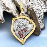 Heart Shaped 1672 Rimac River "Good Luck" Spanish 1/2 Reale "Piece of Eight" 14K Gold Pendant
