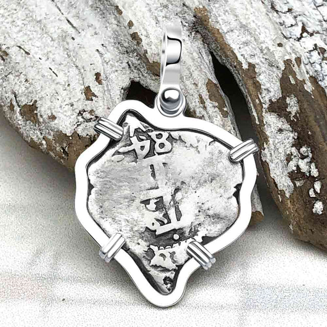 Pirate Era 1684 Spanish 1/2 Reale Cob Piece of Eight Sterling Silver Pendant