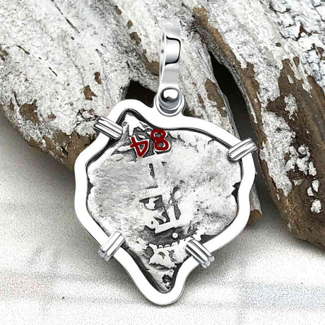 Pirate Era 1684 Spanish 1/2 Reale Cob Piece of Eight Sterling Silver Pendant