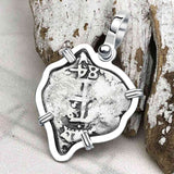 Pirate Era 1684 Spanish 1/2 Reale Cob Piece of Eight Sterling Silver Pendant