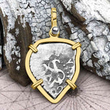 Heart Shaped Pirate Era 1702 Spanish 1/2 Reale Cob Piece of Eight 14K Gold Pendant