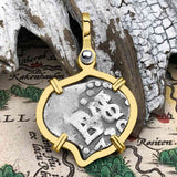 Heart Shaped Pirate Era 1739 Spanish 1/2 Reale Cob Piece of Eight 14K Gold Pendant