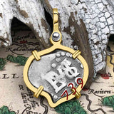 Heart Shaped Pirate Era 1739 Spanish 1/2 Reale Cob Piece of Eight 14K Gold Pendant