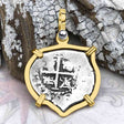 Heart Shaped Pirate Era 1677 Spanish 1/2 Reale Cob Piece of Eight 14K Gold Pendant