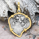 Heart Shaped Pirate Era 1696 Spanish 1 Reale Cob Piece of Eight 14K Gold Pendant
